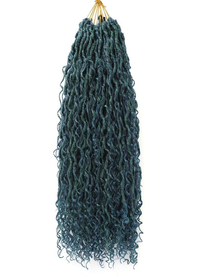 اهرينكان شعر كروشيه Goddess Locs بلون أزرق وأخضر مختلط، شعر كروشيه مجعد بطول 18 بوصة للنساء، شعر كروشيه Boho Hippie River Locs جاهز للتركيب، ضفائر شعر صناعية (18 بوصة، 5 عبوات، أزرق/أخضر#) - Image 1